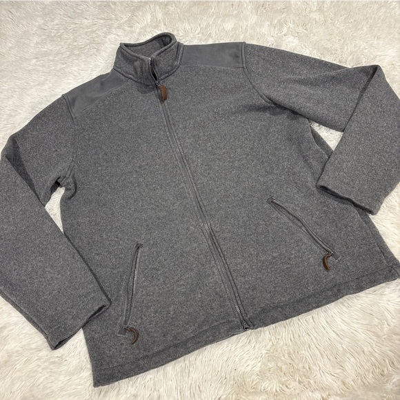 Lands End thermacheck Fleece Full Zip Dark Gray Mens Jacket Large - Picture 7 of 7